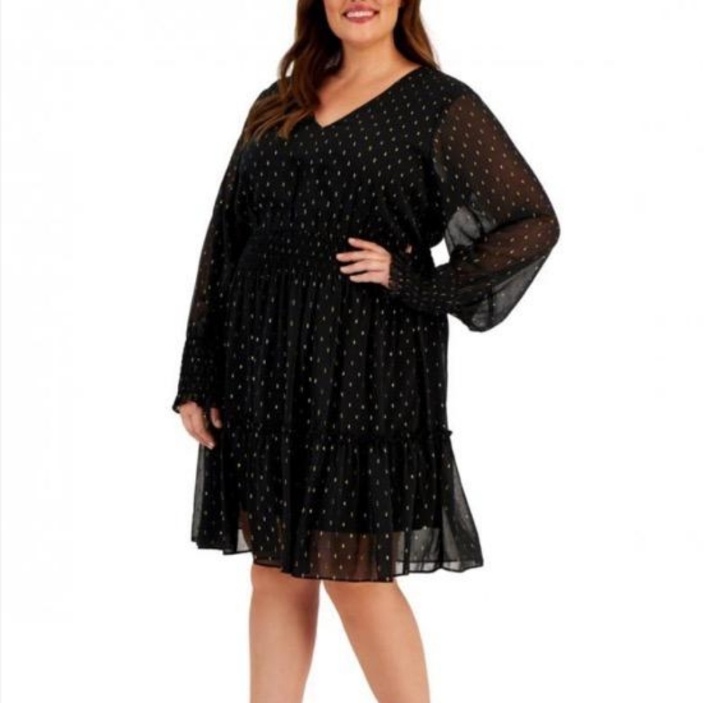 NWT TAYLOR | Clip Dot Fit & Flare Smocked Dress - Picture 3 of 9